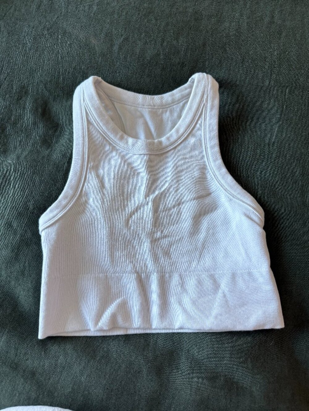 Alo Ribbed Cropped Tank / Sports Bra – White – Size Small